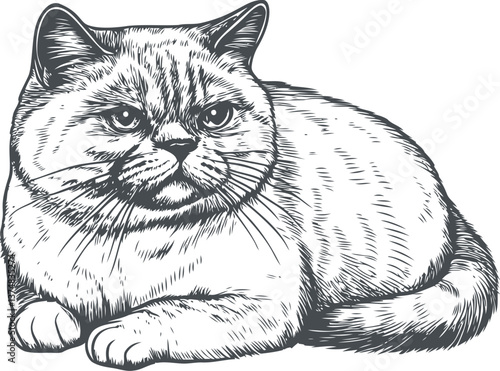 Illustrated British shorthair cat 