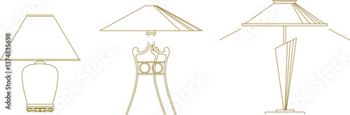 silhouette design vector illustration sketch of classic vintage aesthetic decorative table lamp