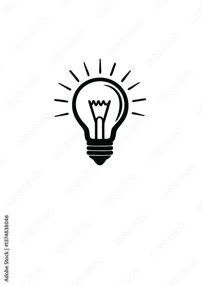 business icon - Light bulb icon symbolizing an idea in a minimalist black and white business icon - Light bulb icon symbolizing an idea in a minimalist black and white