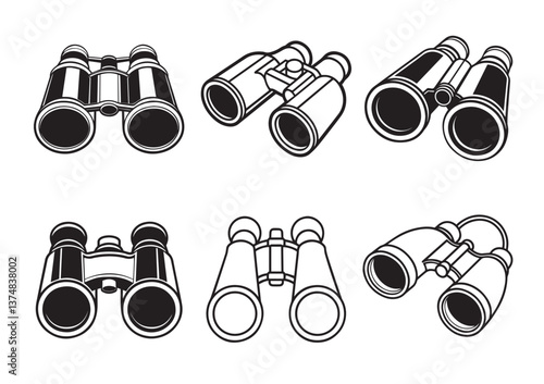 Binoculars silhouette Vector Set