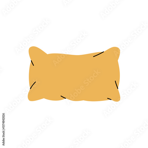 Rectangle fluffy pillow. Orthopedic pillow. Vector illustration.