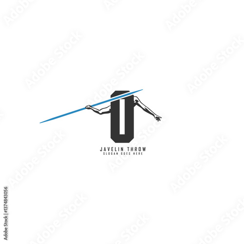 Letter O Athlete logo. Alphabet O Javelin Thrower Design Icon
