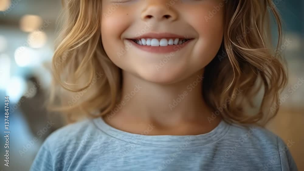 Happy Girl Smiling with Curly Hair and Bright Eyes Happy Girl Smiling with Curly Hair and Bright Eyes