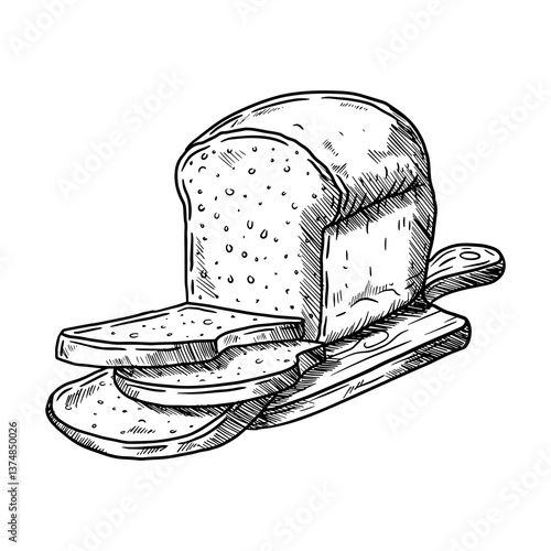 Hand draw vector illustration of toaster and bread in wood board table 