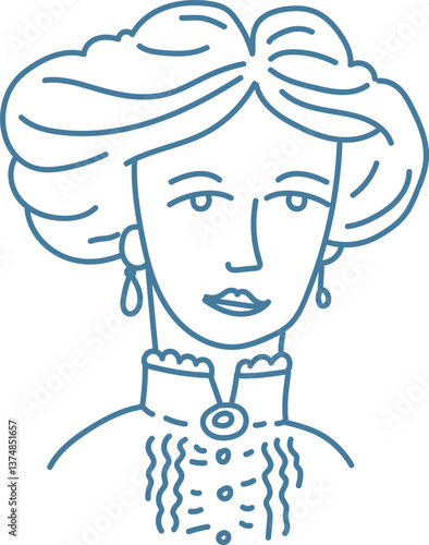 Elegant Vintage Portrait Line Art