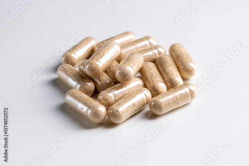 Lion's Mane mushroom for memory and nerve support on white background.