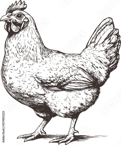 Illustration of a chicken in black 