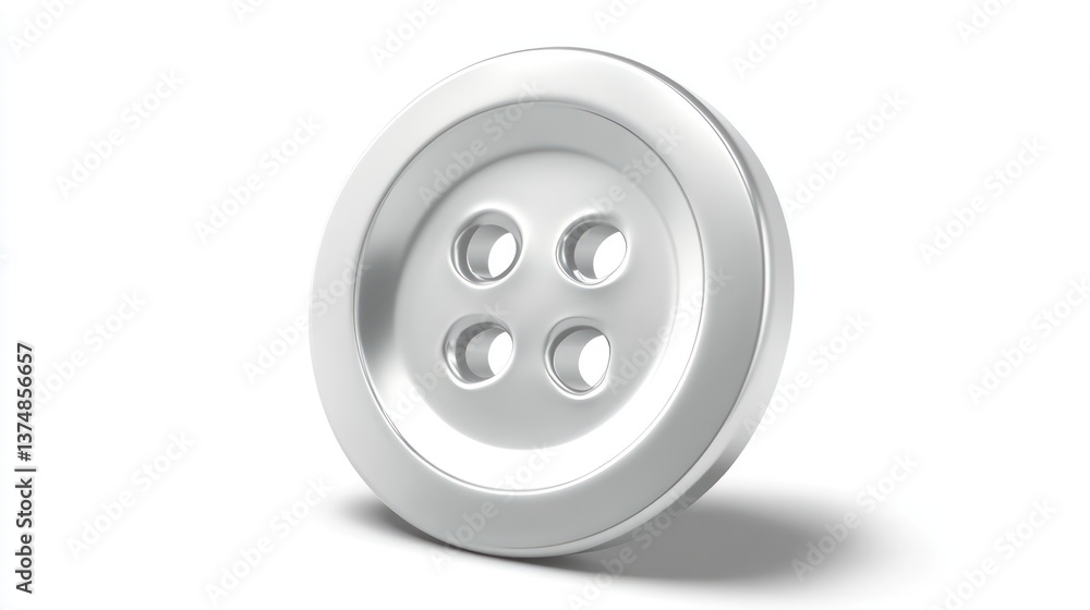 Four Hole Metal Button Closeup Studio Shot Circular Object Garment Accessory Shiny Surface Four Hole Metal Button Closeup Studio Shot Circular Object Garment Accessory Shiny Surface