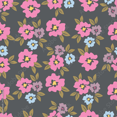 Wallpaper Mural botanical floral vector seamless pattern with roses herbs and leaves big set background with flowers Torontodigital.ca