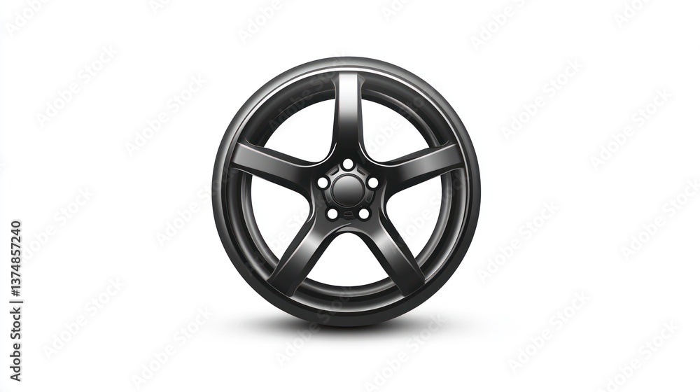 Obraz premium HighPerformance Car Wheel Rim with Glossy Finish and Sleek Design for Automotive Enthusiasts