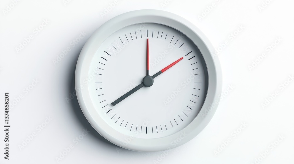 Minimalist Wall Clock Displaying Time with Red and Black Hands Modern Design for Home or Offic Minimalist Wall Clock Displaying Time with Red and Black Hands Modern Design for Home or Offic