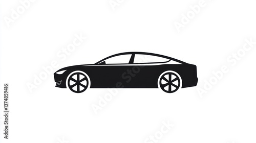 Modern Electric Vehicle Silhouette on White Background  Sleek Design Futuristic Transportatio