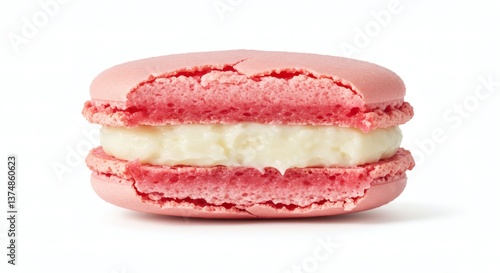 Detailed Cross-Section of a Macaron with Creamy Filling Inside
