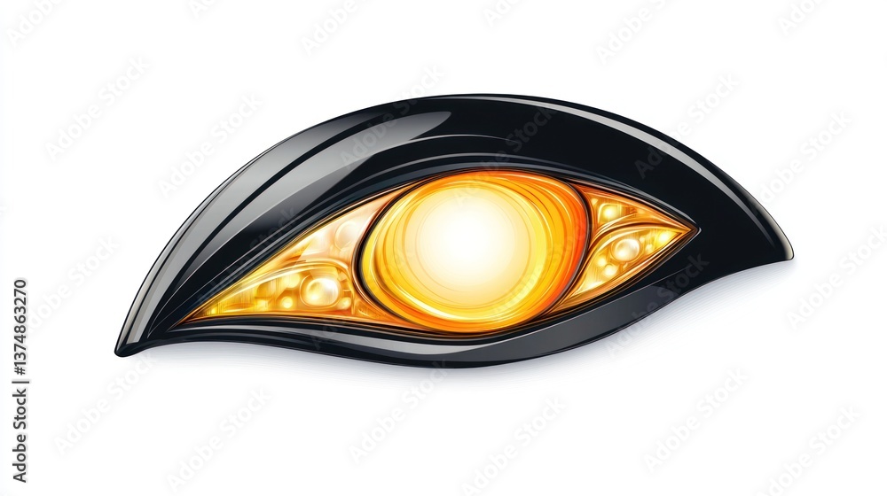 Stylized glowing eye abstract digital art futuristic design technology concept black and go Stylized glowing eye abstract digital art futuristic design technology concept black and go