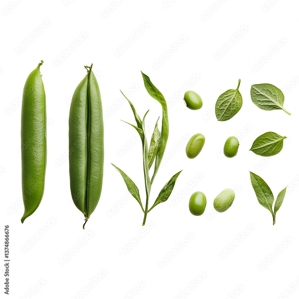 Obraz premium Green beans, cut out, isolated on transparent background