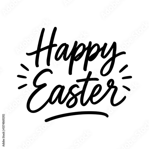 Happy Easter SVG – Handwritten Text with Decorative Elements
