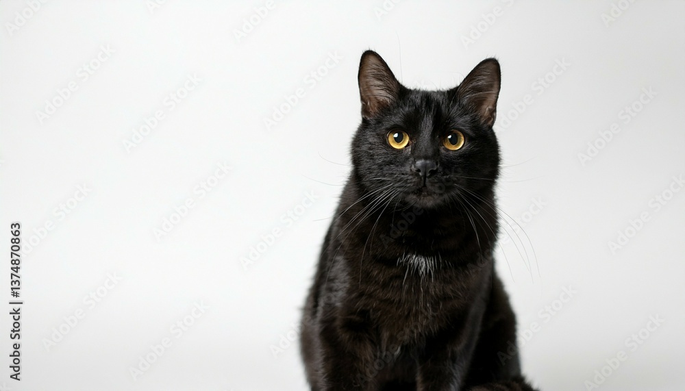 Obraz premium black cat on white