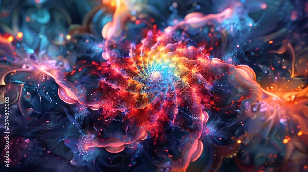 Holographic Spectrum of Imagination where meticulously detailed geometric patterns blend shifting neon hues digital fractal elements shimmering light effects to form an ever changing artistic mosaic Holographic Spectrum of Imagination where meticulously detailed geometric patterns blend shifting neon hues digital fractal elements shimmering light effects to form an ever changing artistic mosaic