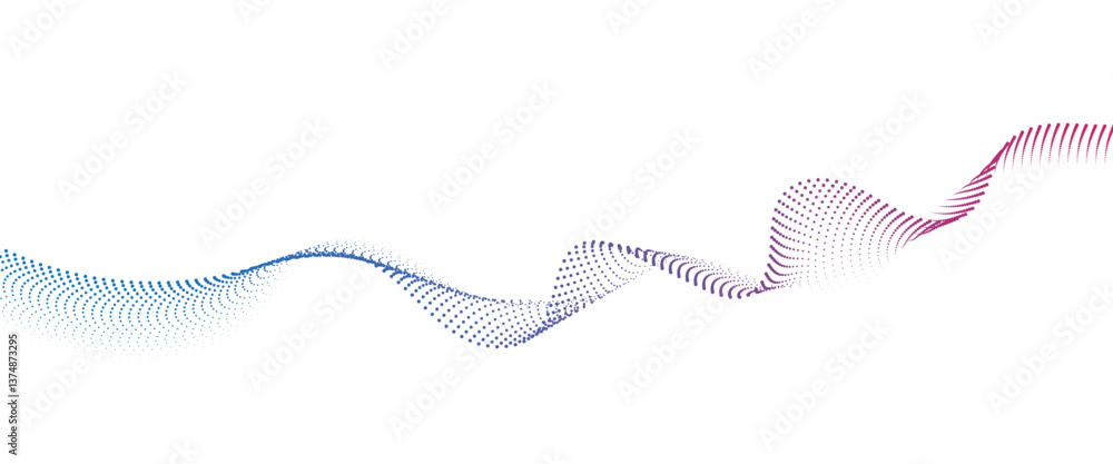 Obraz premium Flowing Dot Wave halftone gradient pattern on transparent background