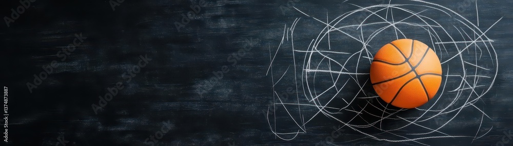 Basketball play tactics strategy drawn on chalk board Basketball play tactics strategy drawn on chalk board