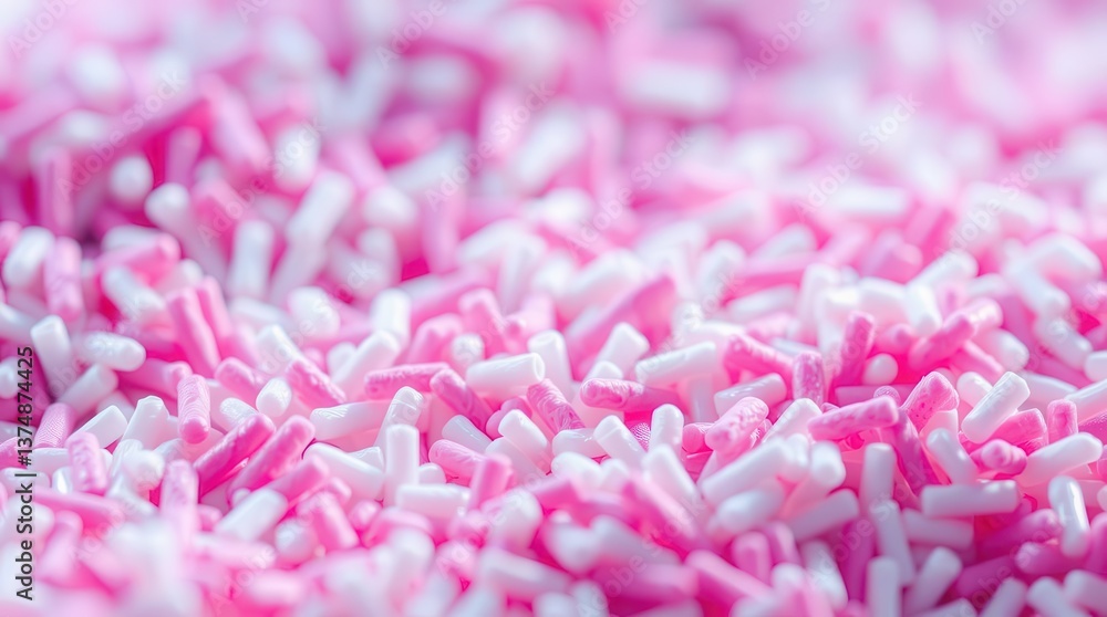 Fototapeta premium Extreme Macro Close Up Colorful Pink and White Sprinkles Confetti for Desserts or Ice Cream