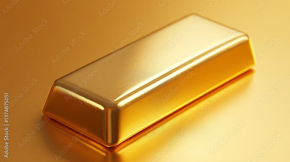 A flawless 3D-rendered gold bar gleams with opulence, symbolizing wealth, success, and financial security. Its smooth, polished surface reflects luxury, prestige, and timeless value in a modern settin A flawless 3D-rendered gold bar gleams with opulence, symbolizing wealth, success, and financial security. Its smooth, polished surface reflects luxury, prestige, and timeless value in a modern settin