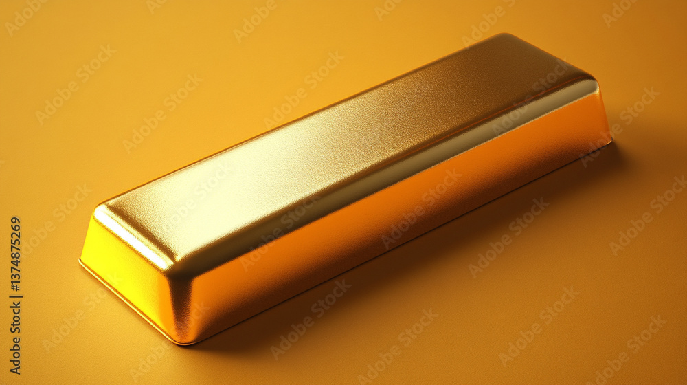 A flawless 3D-rendered gold bar gleams with opulence, symbolizing wealth, success, and financial security. Its smooth, polished surface reflects luxury, prestige, and timeless value in a modern settin A flawless 3D-rendered gold bar gleams with opulence, symbolizing wealth, success, and financial security. Its smooth, polished surface reflects luxury, prestige, and timeless value in a modern settin