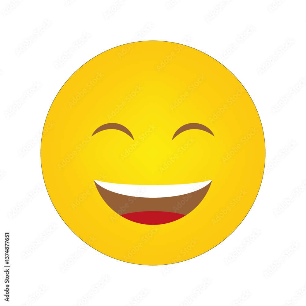 Happy emoji face. Yellow smiling expression. Positive mood icon. Bright cheerful symbol. Happy emoji face. Yellow smiling expression. Positive mood icon. Bright cheerful symbol.