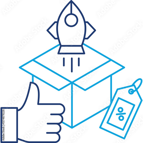 Product Launch line color icon