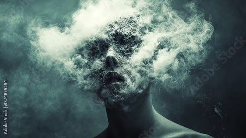 Ethereal Enigma: A Surreal Portrait Shrouded in Mystical Smoke