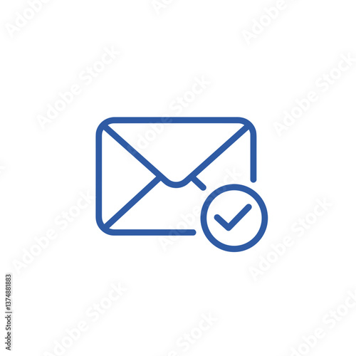 Read message icon with checkmark on a transparent background  