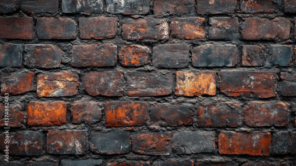 Obraz premium Rustic Brick Wall Texture: A Dark and Weathered Brickwork Background