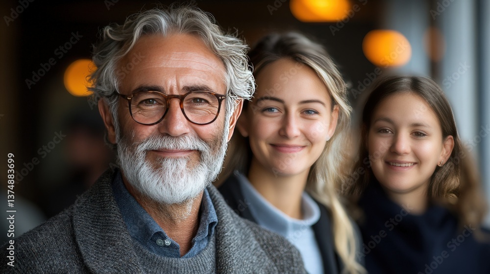 Friendly Family Portrait with Smiling Individuals in Warm Atmosphere Friendly Family Portrait with Smiling Individuals in Warm Atmosphere