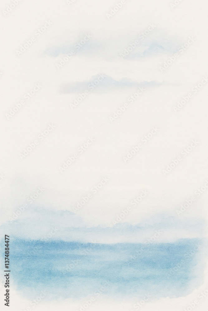 Obraz premium A watercolor painting of a seascape with shades of blue