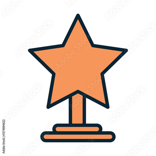 Flat Vector Illustration of a Star Trophy Icon Representing Achievement, Award, or Recognition
