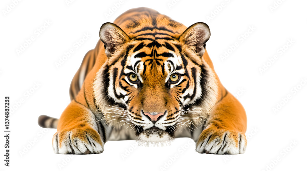 Obraz premium Powerful Tiger CloseUp Wild Cat Portrait Orange Stripes
