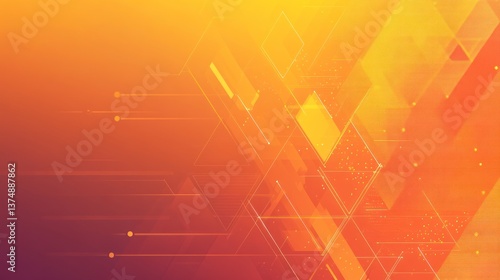 Abstract Geometric Orange and Yellow Digital Art