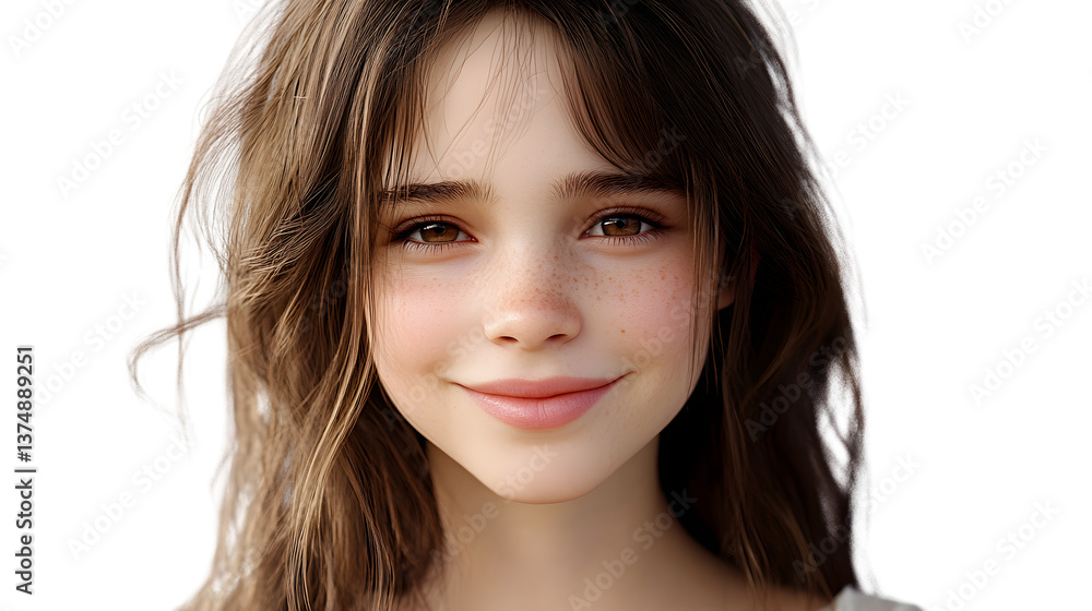 Smiling girl portrait freckles brown hair digital art beauty woman female young happy Smiling girl portrait freckles brown hair digital art beauty woman female young happy