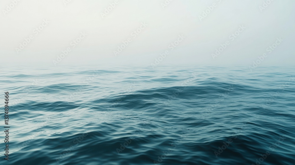 Obraz premium Serene Ocean Vista with Gentle Waves and Soft Misty Background Horizon A Calming Marine Landscape in Blues and Whites
