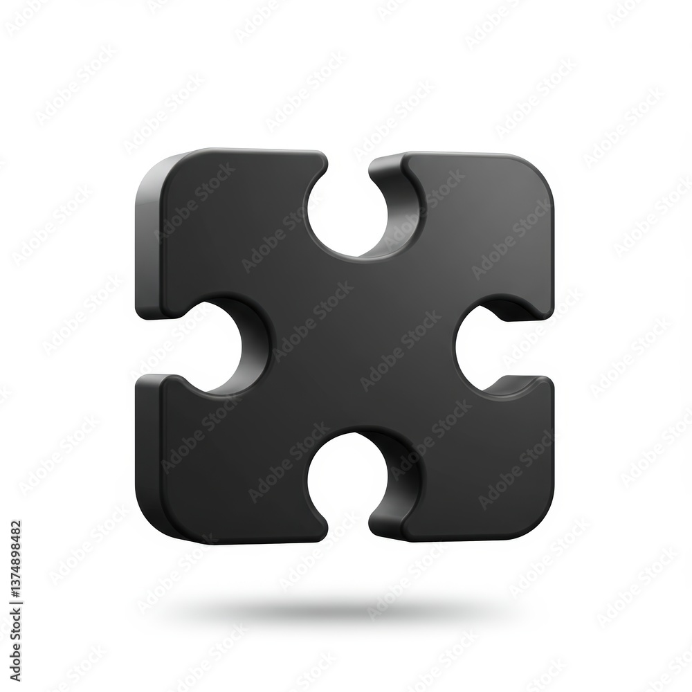 Isolated Black Puzzle Piece on White Background for Problem Solving Concepts Isolated Black Puzzle Piece on White Background for Problem Solving Concepts