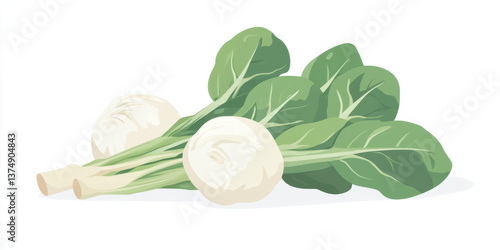 flat vector illustration of pastel vegetable on white background, minimalism 
