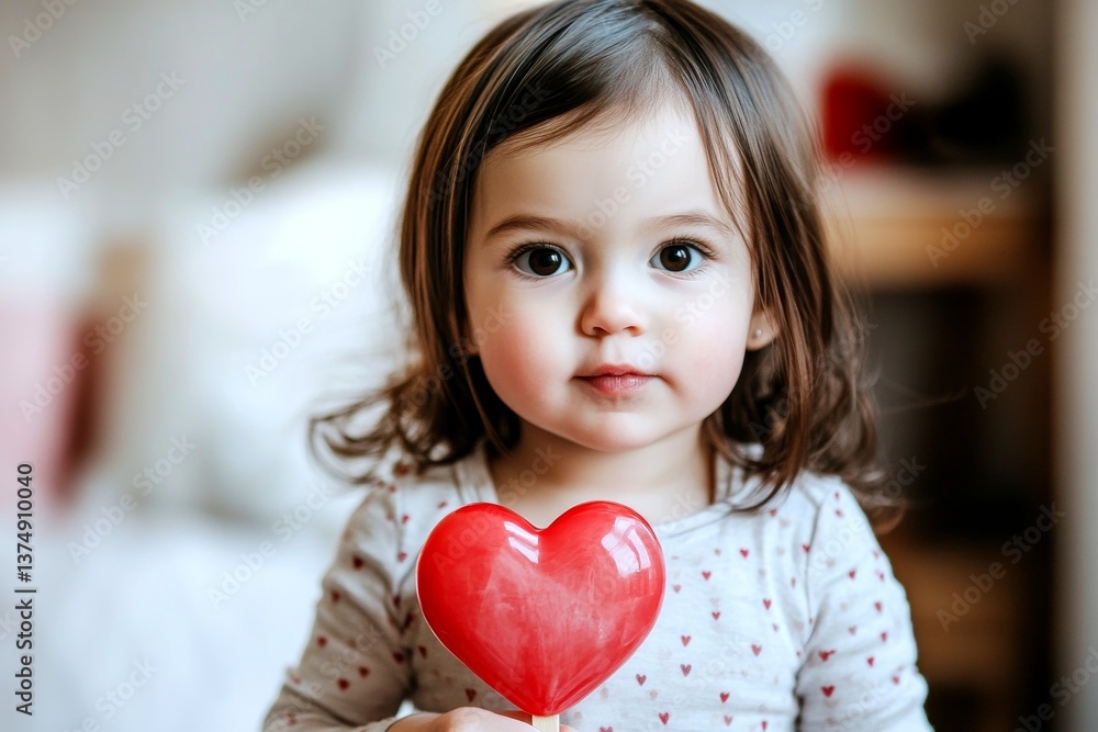 Valentine's day greeting and funny gift. Innocent face cute toddler girl with lollipop heart in hands. Emotional love. Red heart. Adorable toddler. Love celebration. Kid’s love story. Cute. Valentine's day greeting and funny gift. Innocent face cute toddler girl with lollipop heart in hands. Emotional love. Red heart. Adorable toddler. Love celebration. Kid’s love story. Cute.