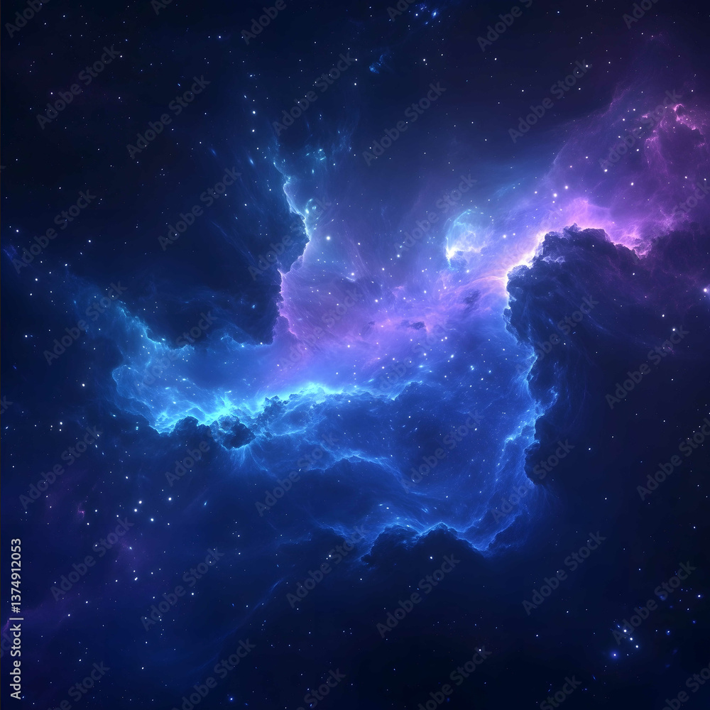 Fototapeta premium dark background with blue and violet lighting in a hyperrealistic style nebula