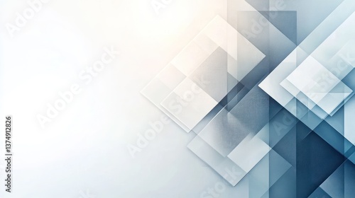 Abstract Geometric Design: Blue and White Overlapping Shapes