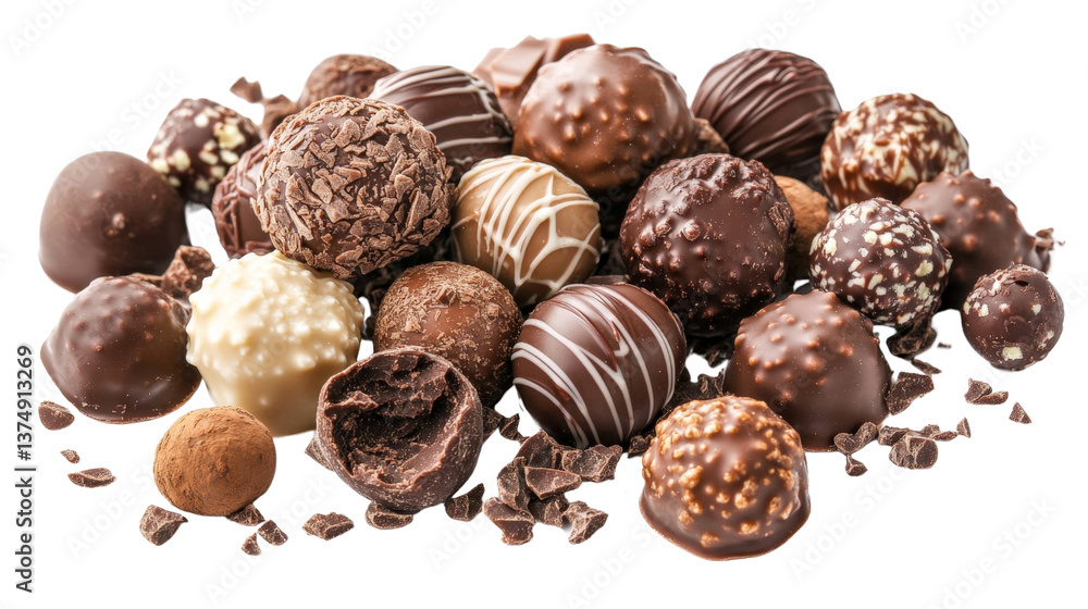 Assorted chocolates and truffles,Transparent background, PNG file, Assorted chocolates and truffles,Transparent background, PNG file,