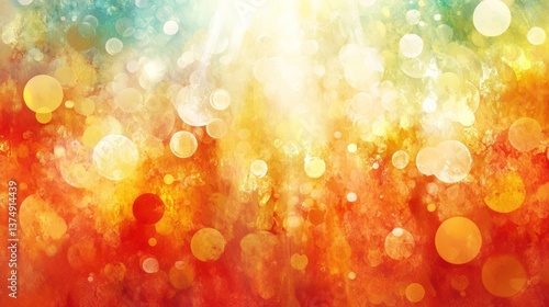 Vibrant Watercolor Abstract: A Symphony of Warm Colors and Glowing Lights