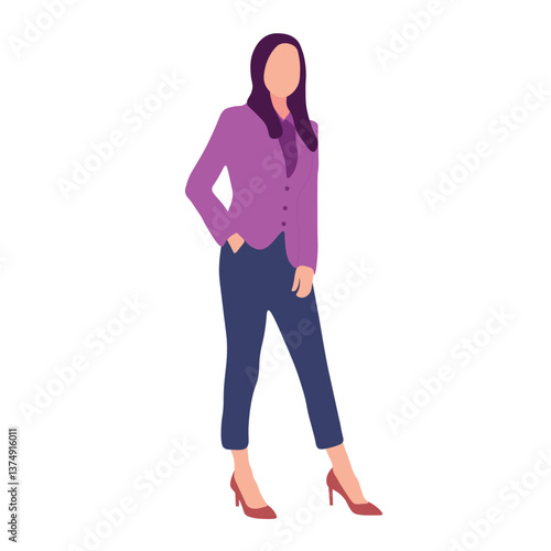 Businesswoman in a Purple Blazer and Dark Blue Pants
