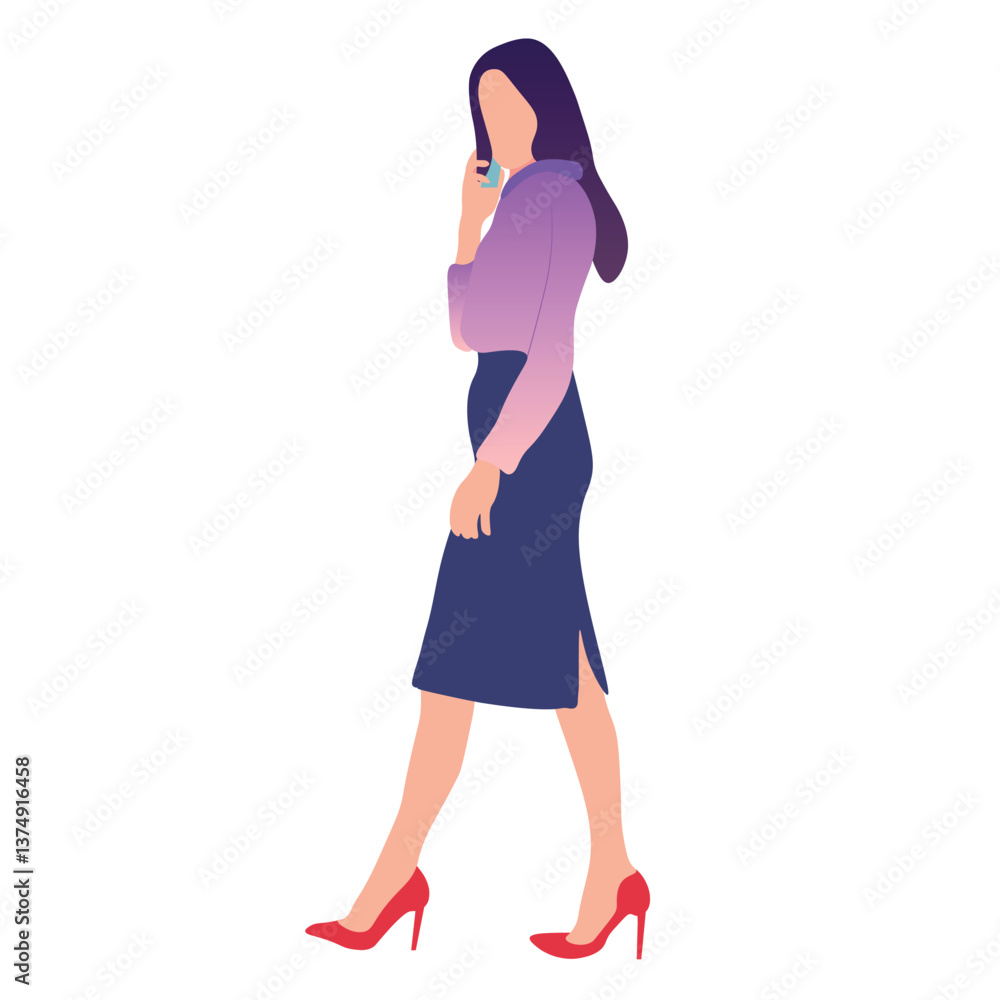 Fototapeta premium Businesswoman Walking and Talking on Phone