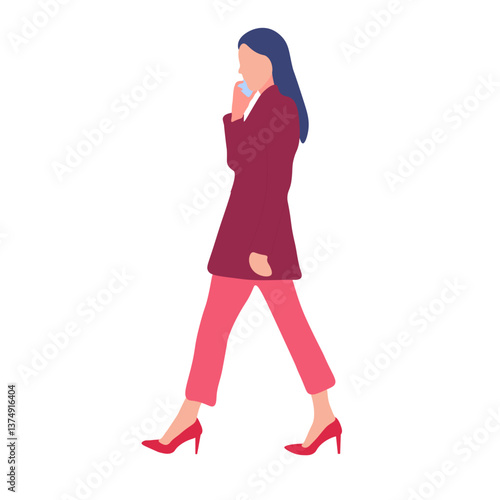 Businesswoman Walking and Talking on Phone