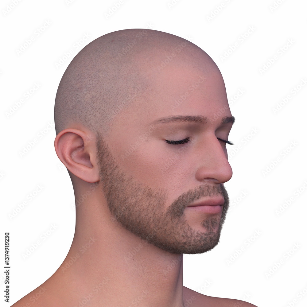 Fototapeta premium 男性の顔アップ 3DCGレンダリング